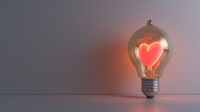 light bulb with a heart icon inside, generative ai