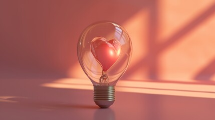 light bulb with a heart icon inside, generative ai