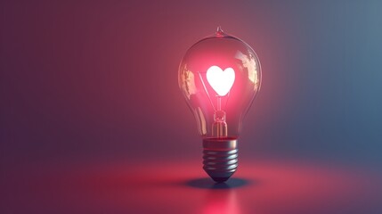 light bulb with a heart icon inside, generative ai