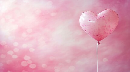 Beautiful heart shaped balloon, pastel pink background generative ai