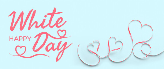 Banner for White Day with hearts made of ribbon