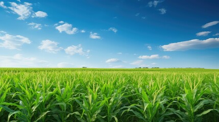 Obraz premium farm corn field with blue sky