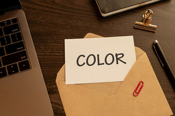 There is word card with the word COLOR. It is as an eye-catching image.