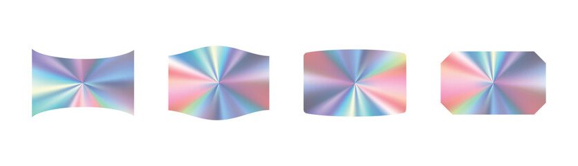 Obraz premium holographic sticker with silver gradient. metal foil label or badge hologram effect. Flat vector illustration isolated on white background.