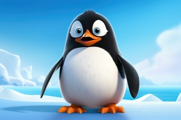 Charming Penguin cartoon character. Wildlife fun animal adorable bird. Generate Ai