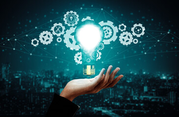 Innovation Technology for Business Finance Concept. Modern graphic interface showing symbol of...