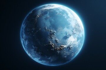 a blue planet with white clouds and a blue sky