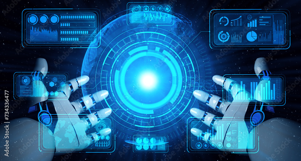 Poster xai artificial intelligence ai research of robot and cyborg development for future of people living.