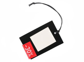 Blank tag tied isolated on white background, fly
