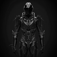 Naklejka premium Create a 3D image of an eerie suit of armor that appears to be a part of the wearers flesh