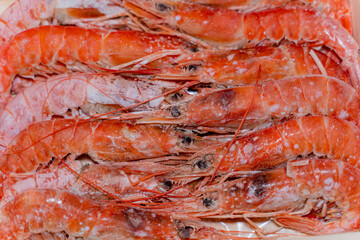Obraz na płótnie Canvas Shrimps. Frozen Argentine shrimp. Close-up.
