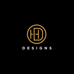 hd or dh circle logo design inspiration - obrazy, fototapety, plakaty