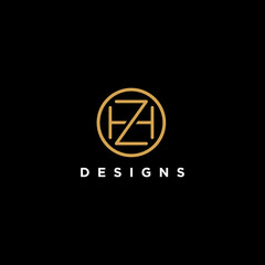hz or zh circle logo design inspiration - obrazy, fototapety, plakaty