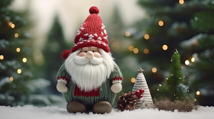 Fototapeta na wymiar winter holiday gnome