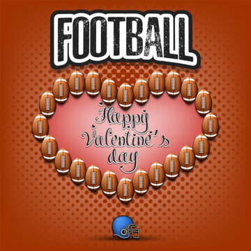 Happy Valentines Day. Heart made of football balls