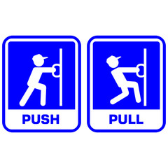 Push and Pull, sticker label vector