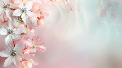 Fototapeta na wymiar Flowers on a pastel background, room for text