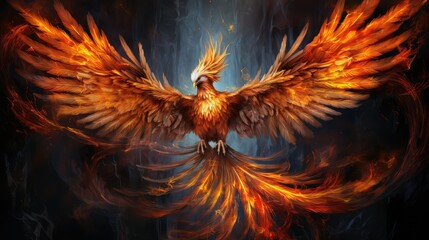 rebirth phoenix bird fire - obrazy, fototapety, plakaty