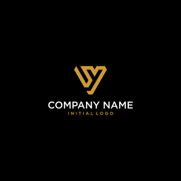 letter uy or yu initial luxury monogram abstract triangle business logo design