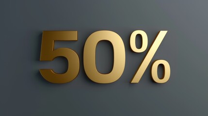 50% discount on promotional sales. A number with a percent sign is written in gold letters on a dark gray background