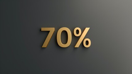 70% discount on promotional sales. A number with a percent sign is written in gold letters on a dark gray background
 - obrazy, fototapety, plakaty