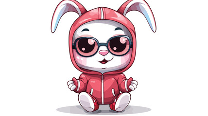 Mascot cartoon of cute smile rabbit wearing