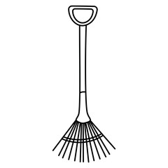 garden tool set care line doodle shovel fork broom icon element object