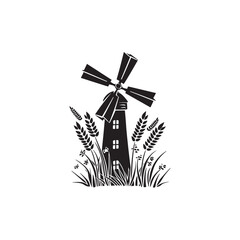 Farm wheel wheat field flat vector design