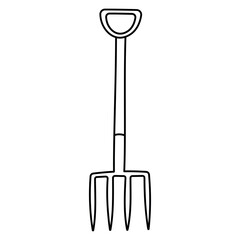 garden tool set care line doodle shovel fork broom icon element object