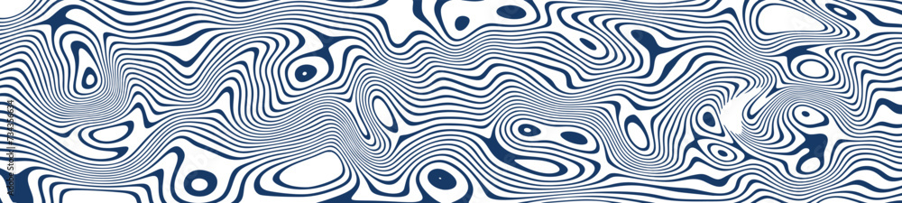 Aufkleber minimalistic abstract pattern with wavy lines and stripes, curving in geometric dance. black and whi