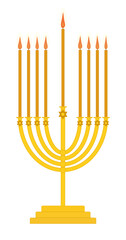 Menorah vector image happy hanukkah judaism religious holidays hebrew celebration, candelabrum with candles