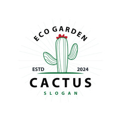 Cactus logo vector desert green plant design elegant style symbol Icon Illustration