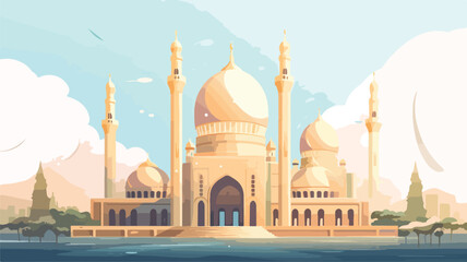Mosque flat illustration design vector 2D vector - obrazy, fototapety, plakaty