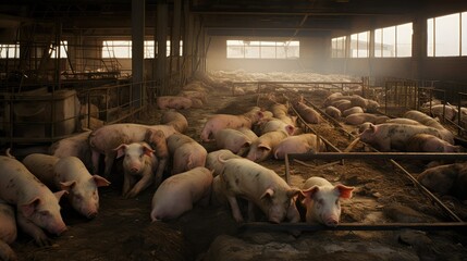 livestock factory farm pigs - obrazy, fototapety, plakaty