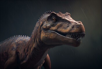 Tyrannosaurus from the Cretaceous era 3D illustration. Generative AI