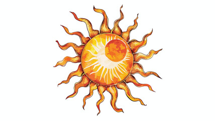 Sun Illustration Painted: Vector Icon Vector
