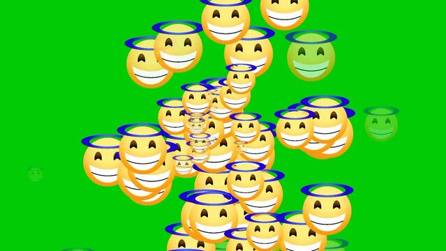 Animation of emoticons with various expressions on a green screen background suitable for social media content, facial expressions and so on. Footage social media animation