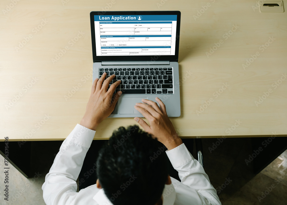Poster online loan application form for modish digital information collection on the internet network