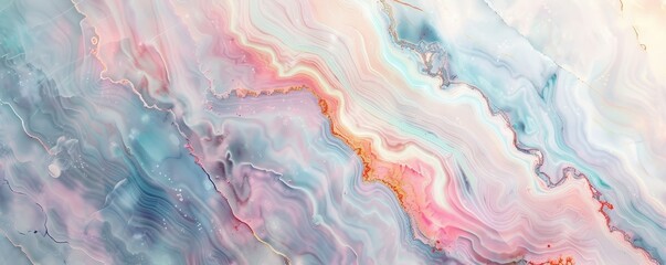 Marble stone surface with holographic pastel tones, abstract background - obrazy, fototapety, plakaty