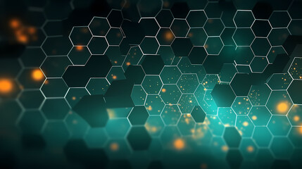 Modern science background hexagon lines and points wave flow abstract background