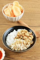 Bubur Ayam, Indonesian Rice Porridge served with Shredded Chicken