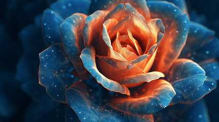 Beautiful Realistic Blue and Orange Rose