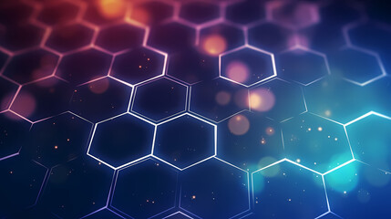 Modern science background hexagon lines and points wave flow abstract background