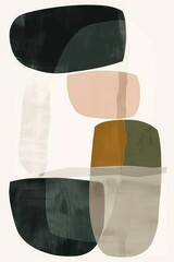 The combination of earthy beige and dark green with bold black and mustard highlights creates an abstract vertical modern trendy simple form background 