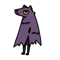 cute purple Halloween wolf transparent background vector illustration	