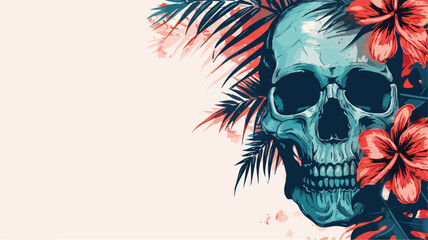 Tropical Skull Illustration: Vector Design. Vector Illustration