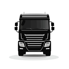 Truck Icon: Black Silhouette, Front View. Vector Illustration