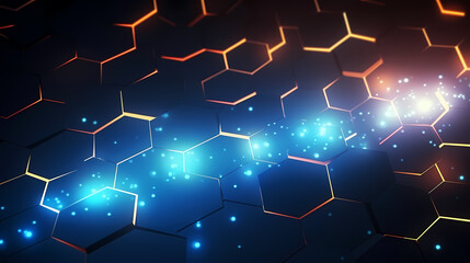 Fototapeta premium Blue technology background, blue hexagon background