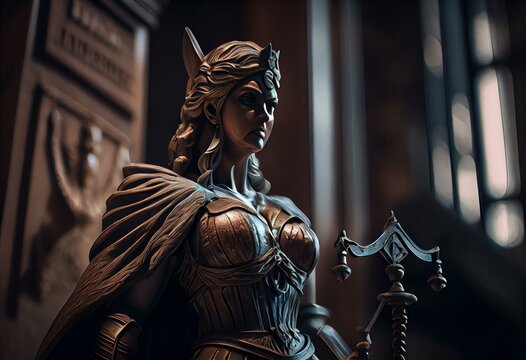 Themis statue, symbol of law and justice. Generative AI
