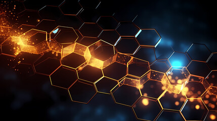 Blue technology background, blue hexagon background